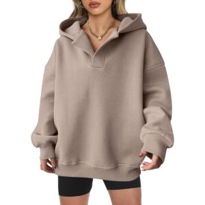 ANRABESS Dames oversized hoodie V Neck sweatshirt fleece