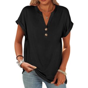 ANRABESS Dames korte mouw Henley top V Neck