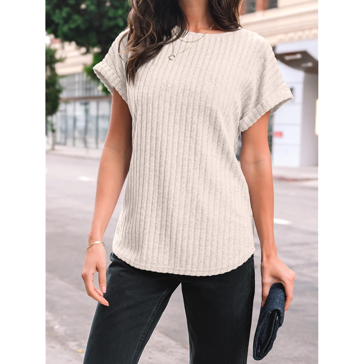 AUTOMET Dames Textured shirt Fall Sweaters Loose Fit - Image 5