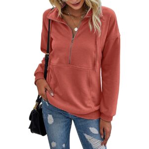 PRETTYGARDEN Dames Casual Long Sleeve Lapel Zipper sweatshirt
