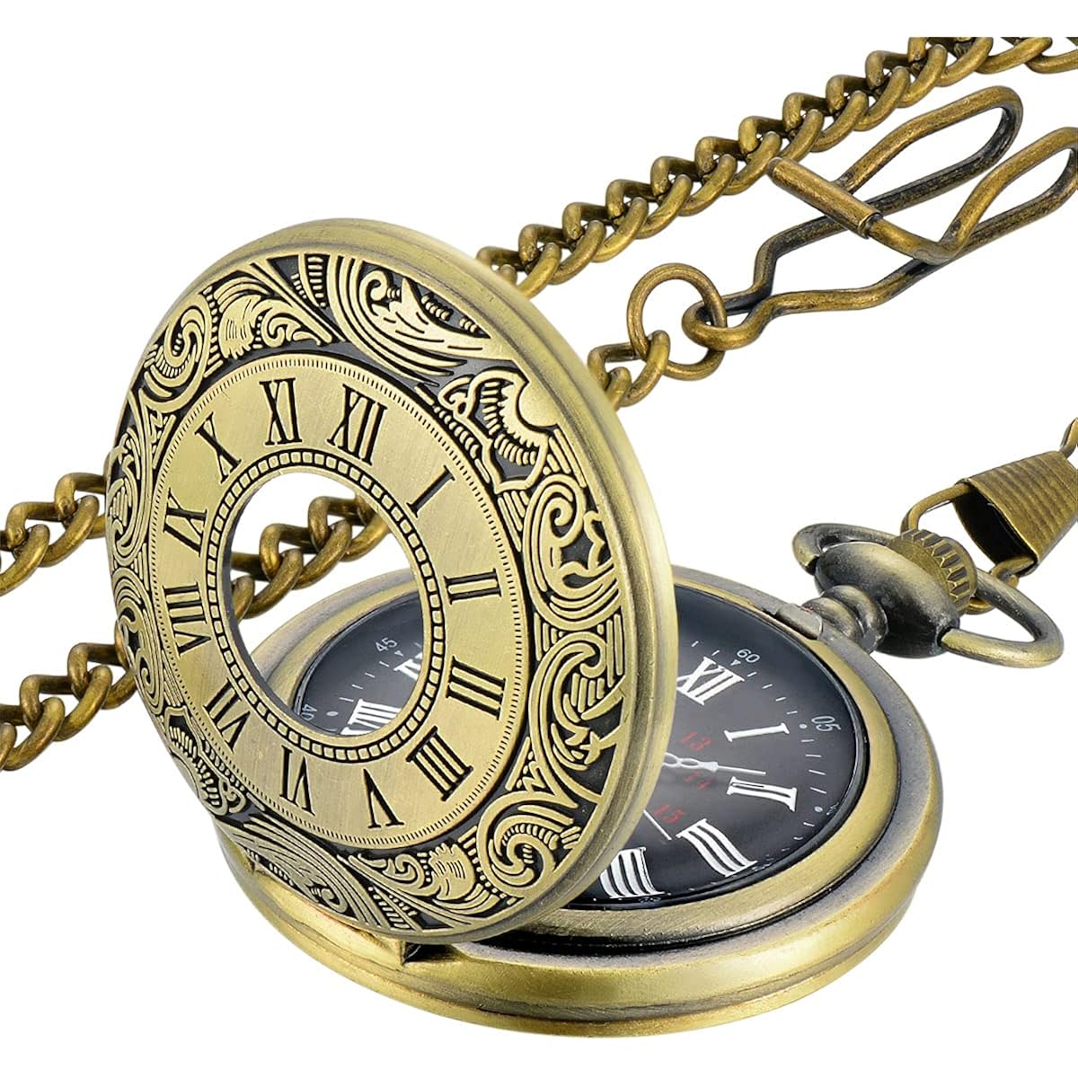 LYMFHCH Vintage Pocket horloge Roman Numerals Scale quartz - Image 7