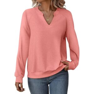 EADINVE Dames Casual Long Sleeve V Neck sweatshirt