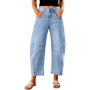 GRAPENT Barrel jeans for Dames Trendy high-waist wide