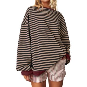 UEU Dames oversized Striped Crewneck sweatshirt Long Sleeve