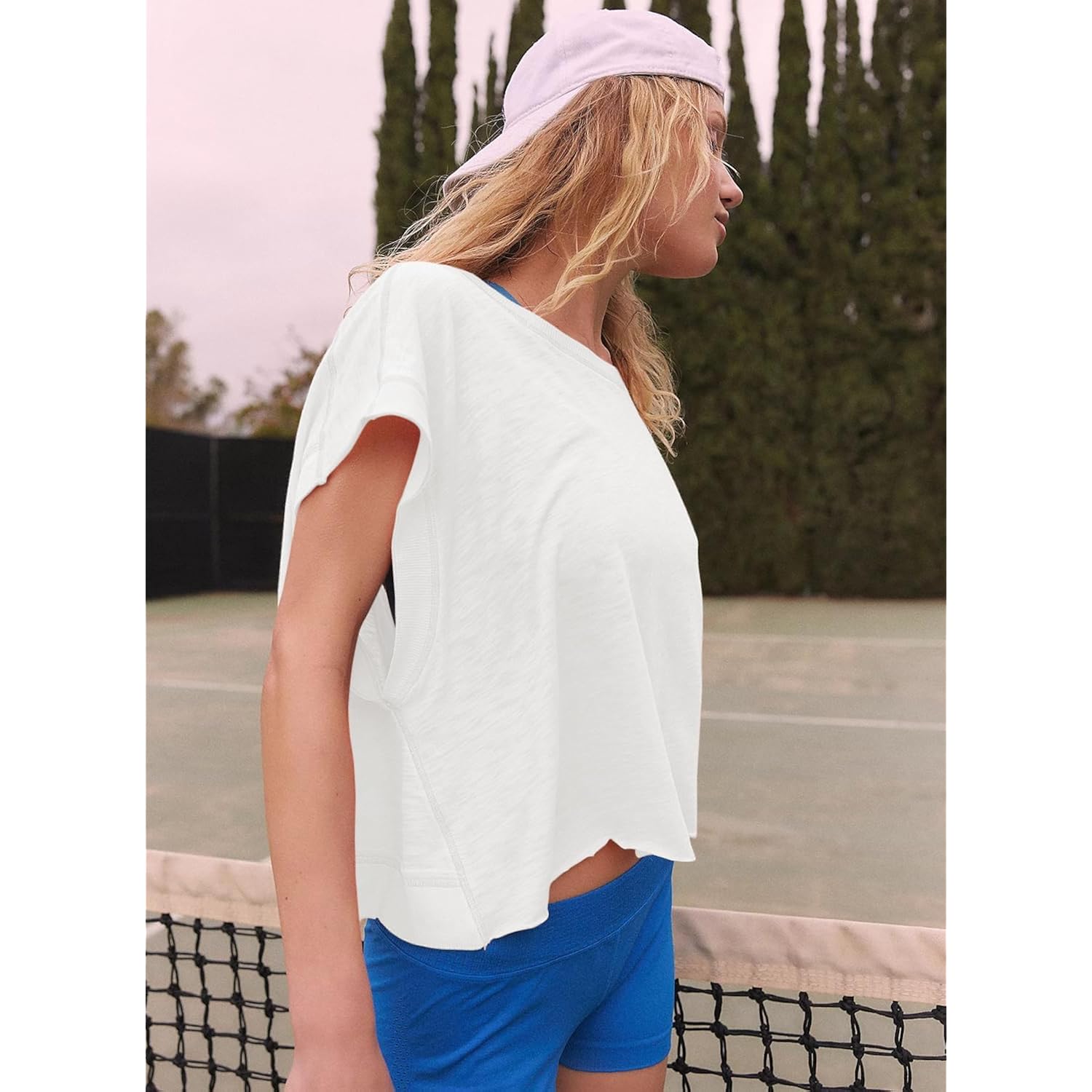 Dames korte mouw Workout shirt Open Back top - Image 6