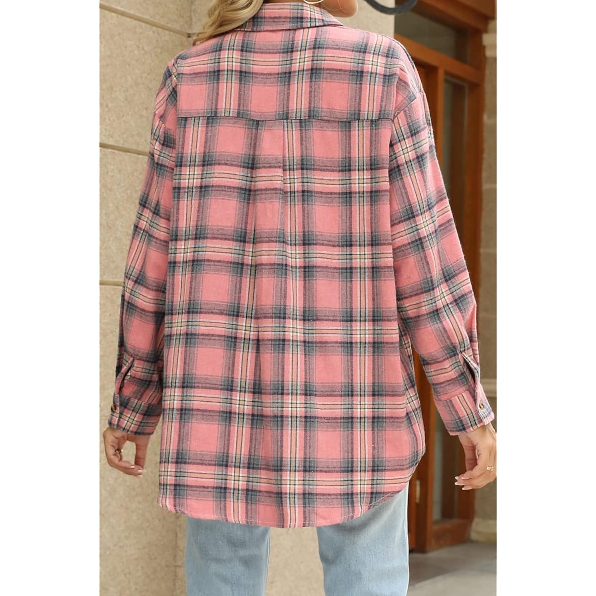 CHYRII Dames doorknoop Flannel shirt lange mouw Plaid - Image 5