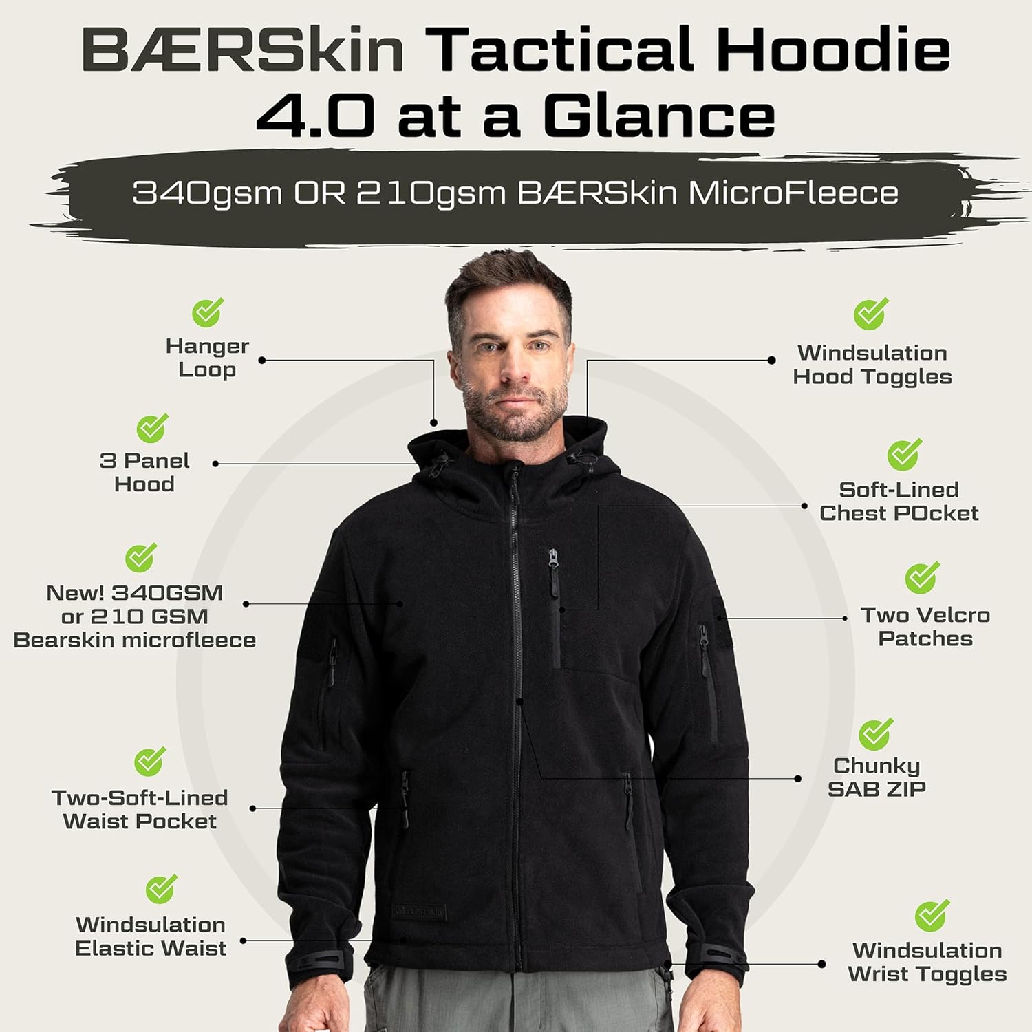 Heren Hoodie Jacket for Heren 4.0 - Military Style fleece Sweater for - Image 2