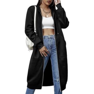 ELESOL Dames Casual rits fleece hoodie Tunic sweatshirt