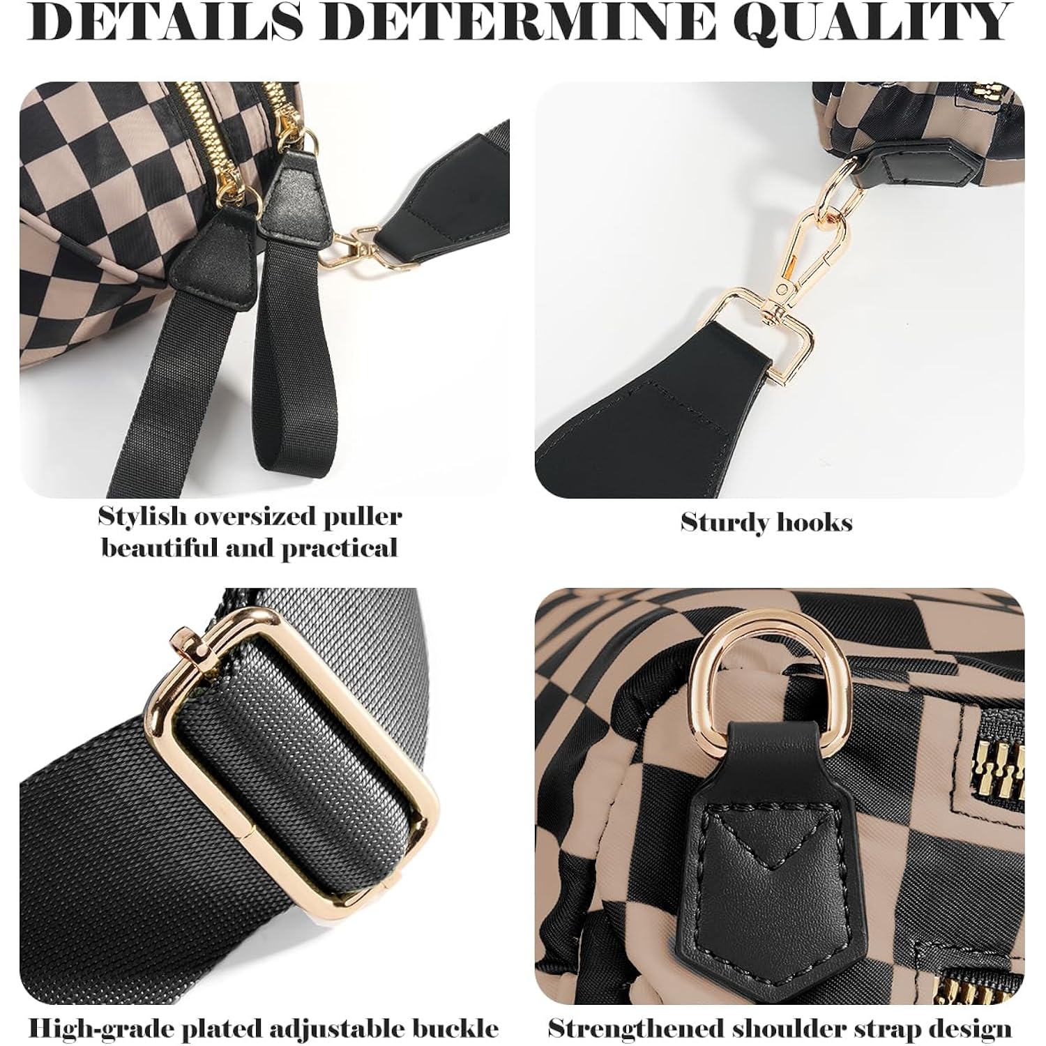 Zwart and wit Checkered crossbody Bag Bum Bag - Image 6