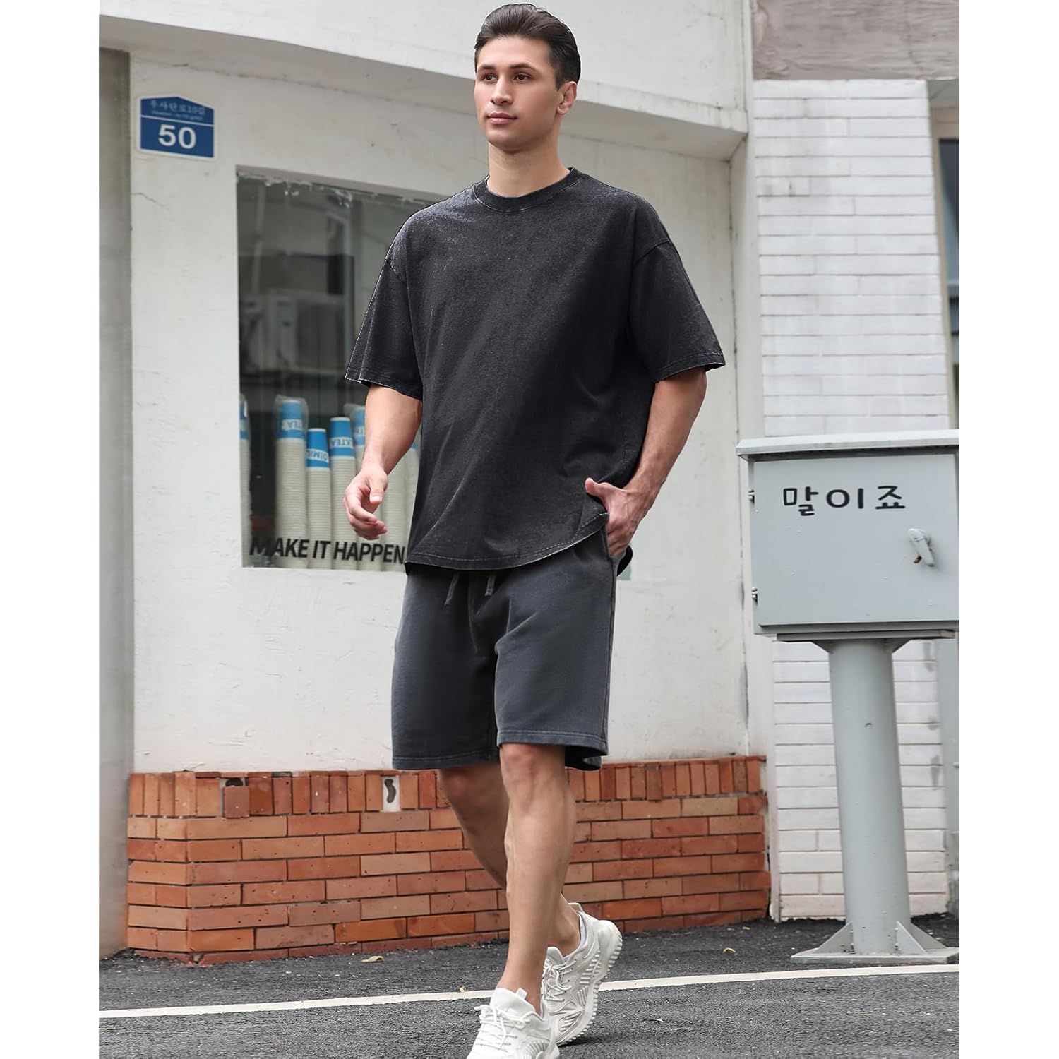 Heren t-shirt korte mouw oversized basic comfort dagelijks - Image 6