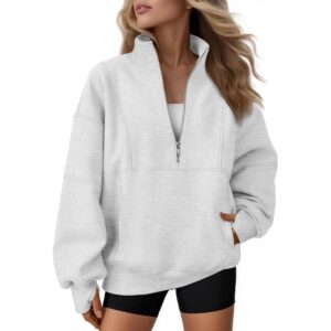 AUTOMET Dames Quarter Zip oversized sweatshirt Teen fleece
