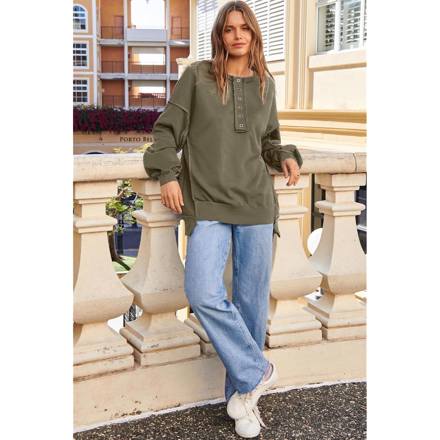 AlvaQ sweatshirt for Dames oversized Casual Long Sleeve - Image 2