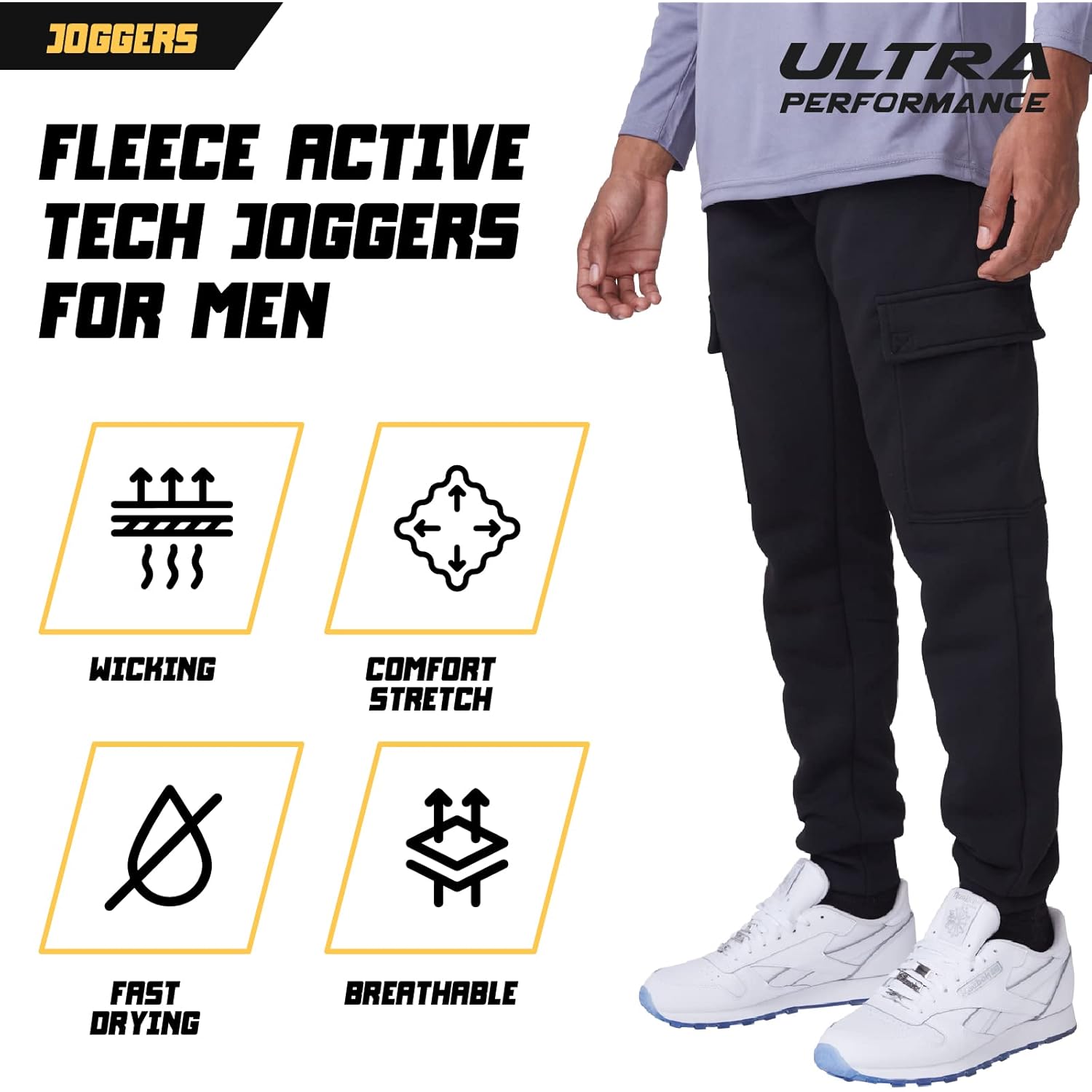 Ultra Performance 3 Pack Heren sweatpants, fleece Cargo - Image 5