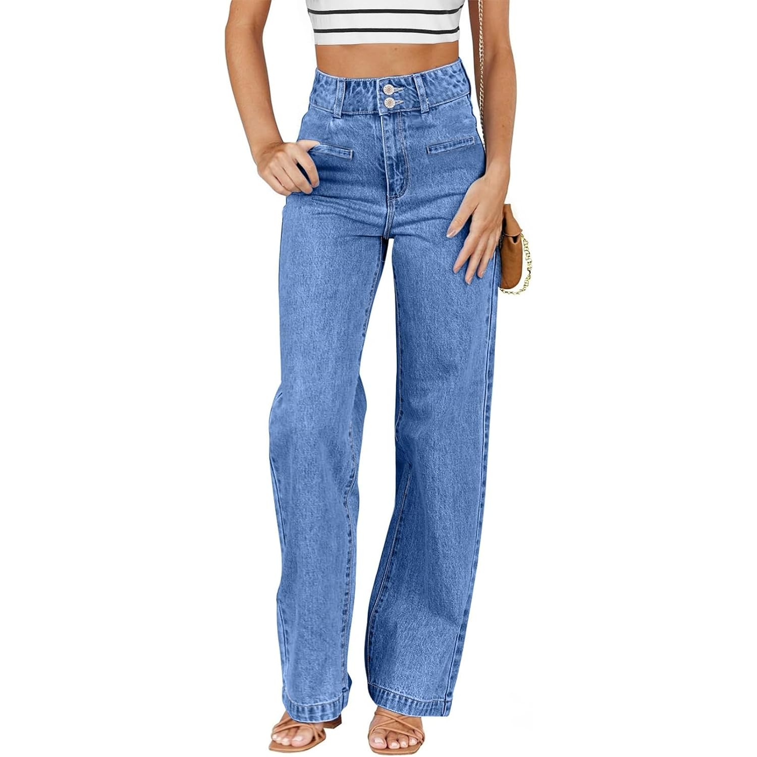 Sidefeel Dames jeans high-waist straight Leg Stretchy jeans