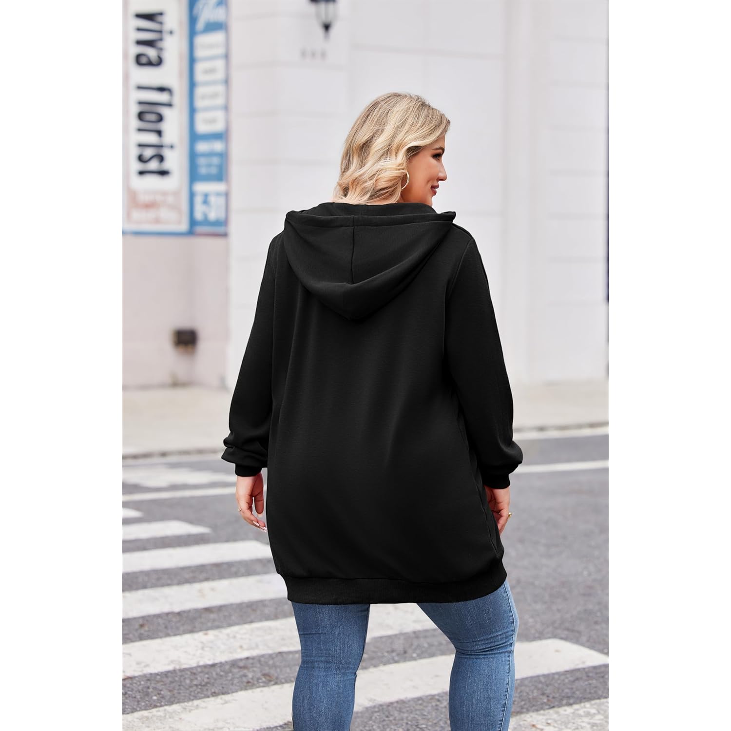 IN'VOLAND Dames Plus Size rits hoodie Long Sleeve - Image 6