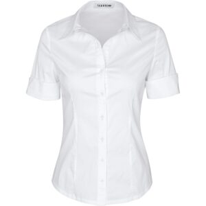 SUNNOW Dames doorknoop shirt Tailored korte mouw shirt