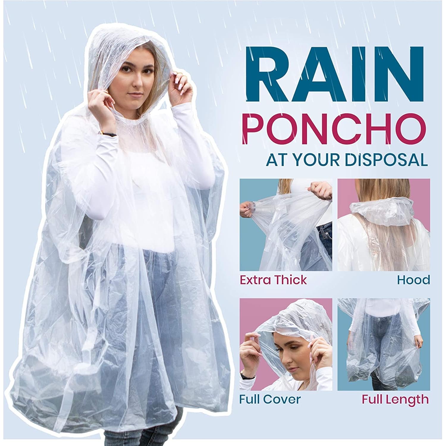 20-Pack Emergency Disposable regen Ponchos for Adults – - Image 3
