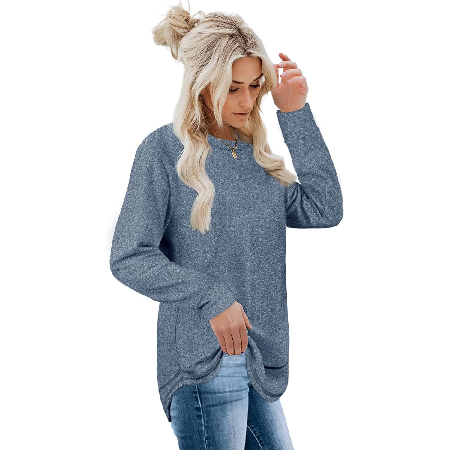 Dofaoo sweatshirt for Dames Crewneck Long Sleeve Shirts - Image 3