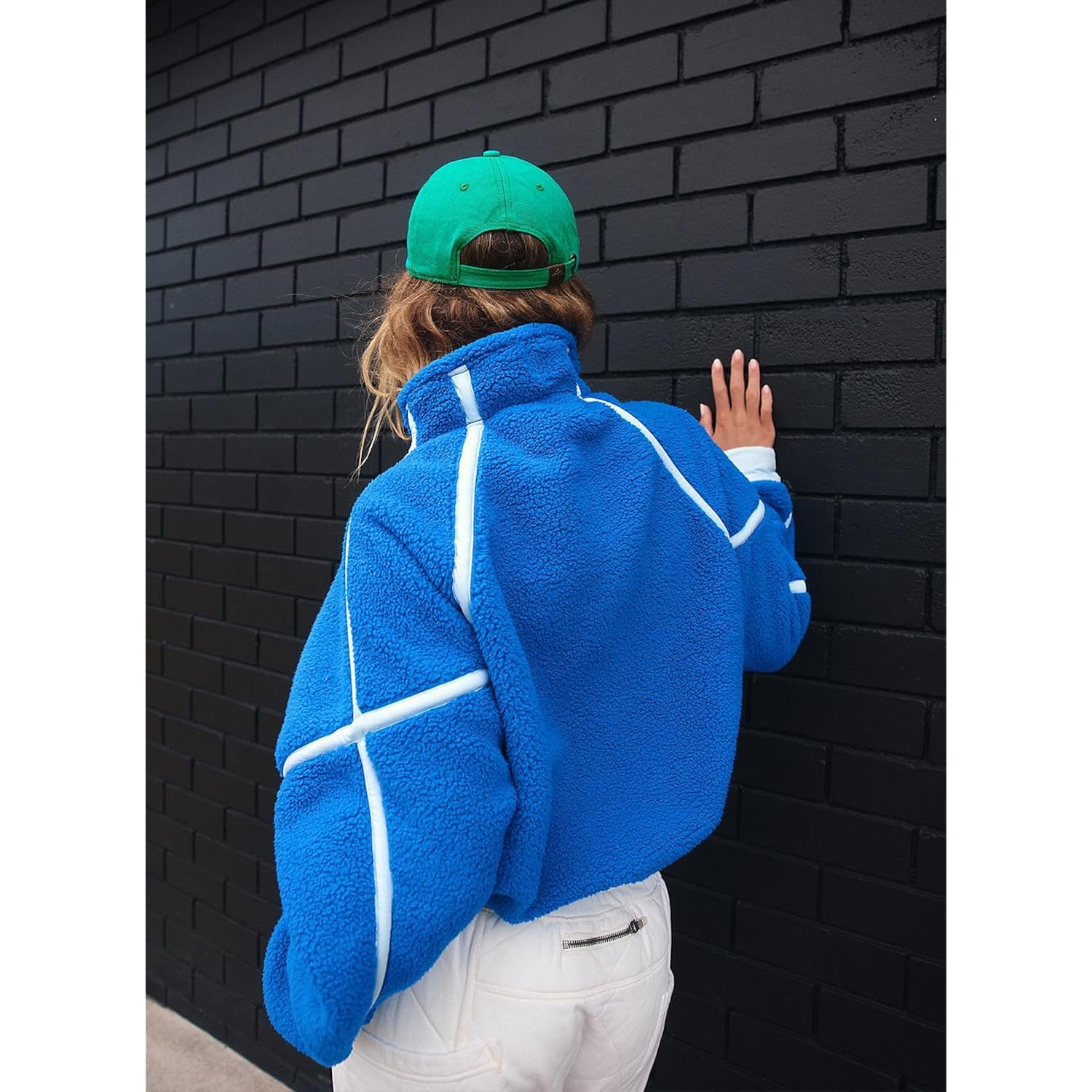 Dames fleece sweatshirt halve rits pullover Long Sleeve - Image 3