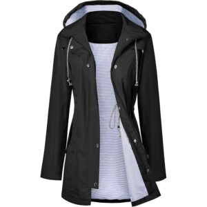 LOMON regenjas Dames waterdicht lang capuchon trenchcoat mantel
