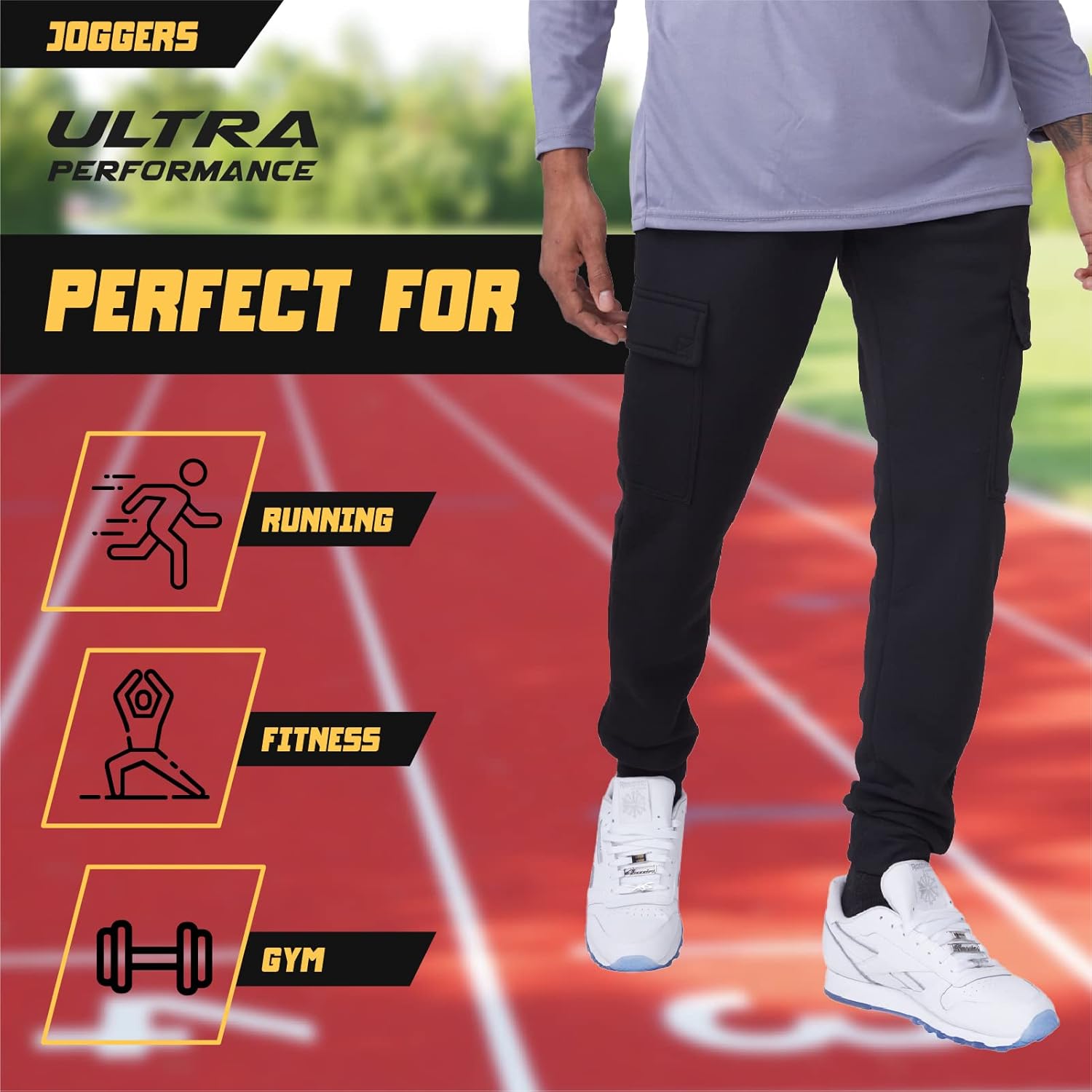 Ultra Performance 3 Pack Heren sweatpants, fleece Cargo - Image 4