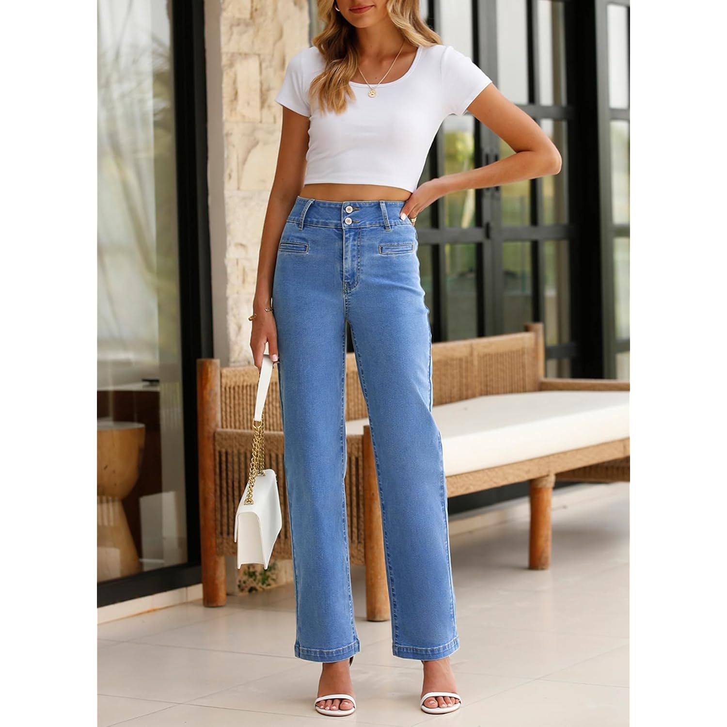 Sidefeel Dames jeans high-waist straight Leg Stretchy jeans - Image 5