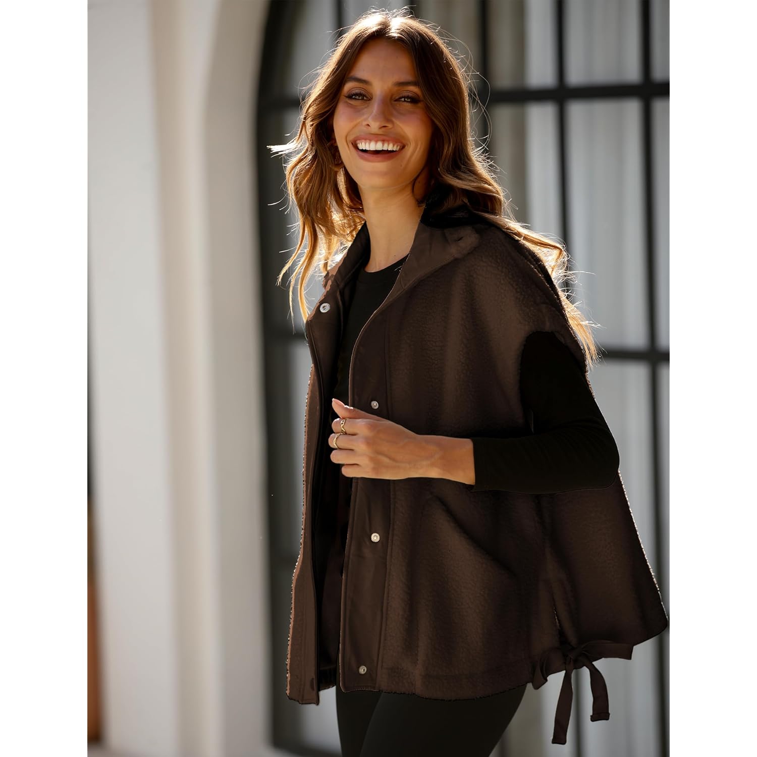 OPCAKM Dames Fuzzy fleece bodywarmer oversized Sleeveless Sherpa - Image 6