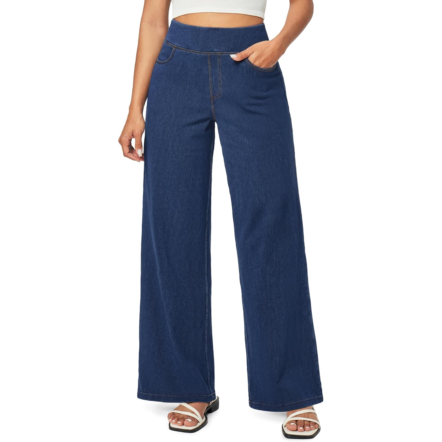 IUGA wide leg jeans Woman high-waist Pull On