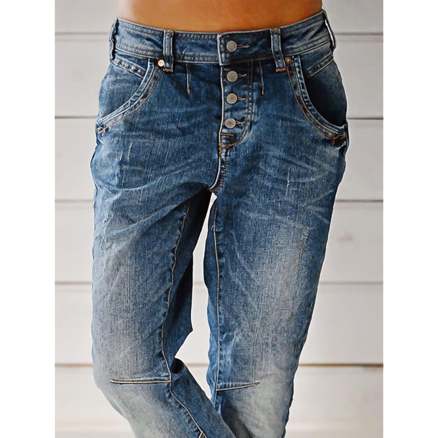 Flamingals Dames Stretchy straight Leg Casual low-rise jeans - Image 2