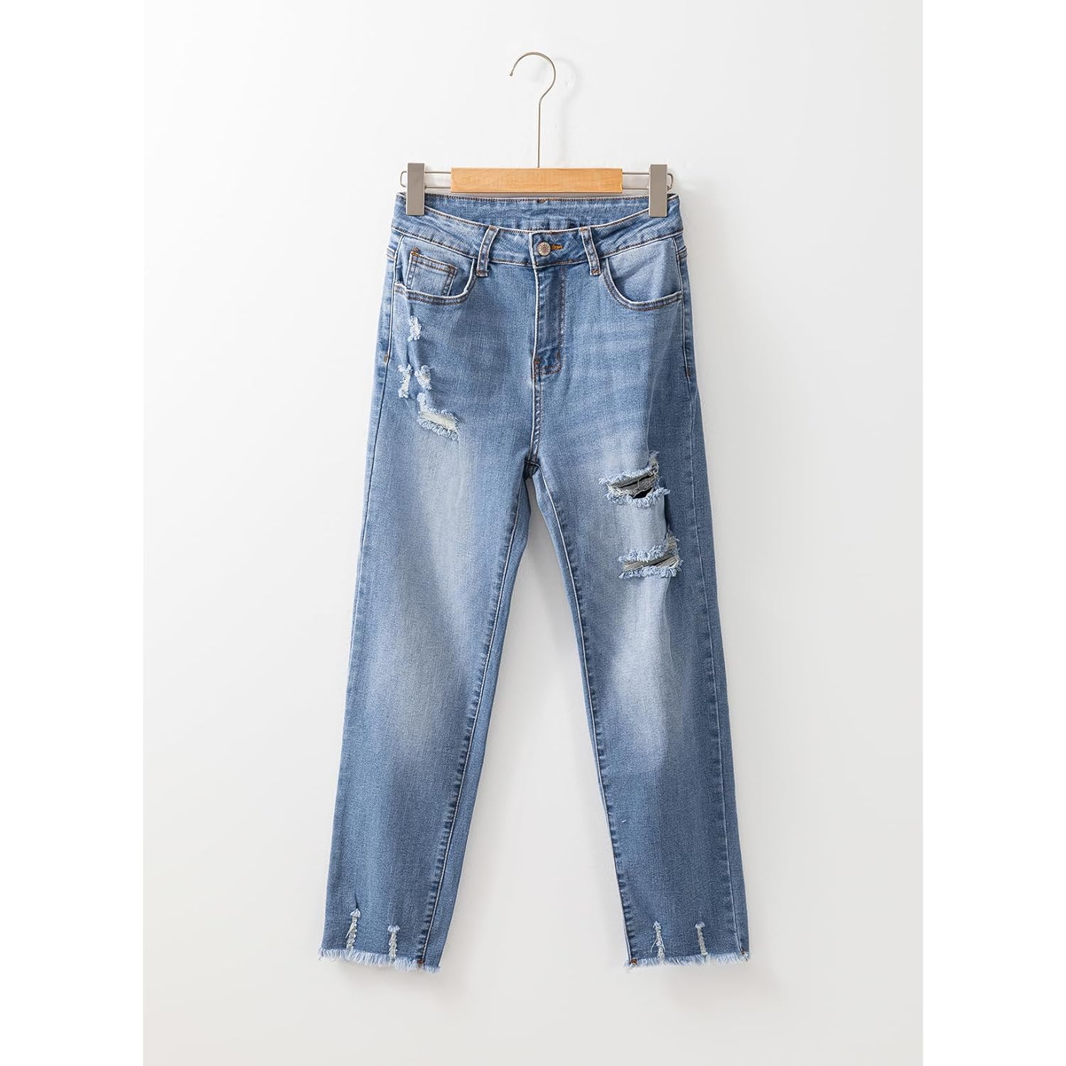 EVALESS Dames jeans high-waist Stretchy ripped distressed Tummy - Image 5