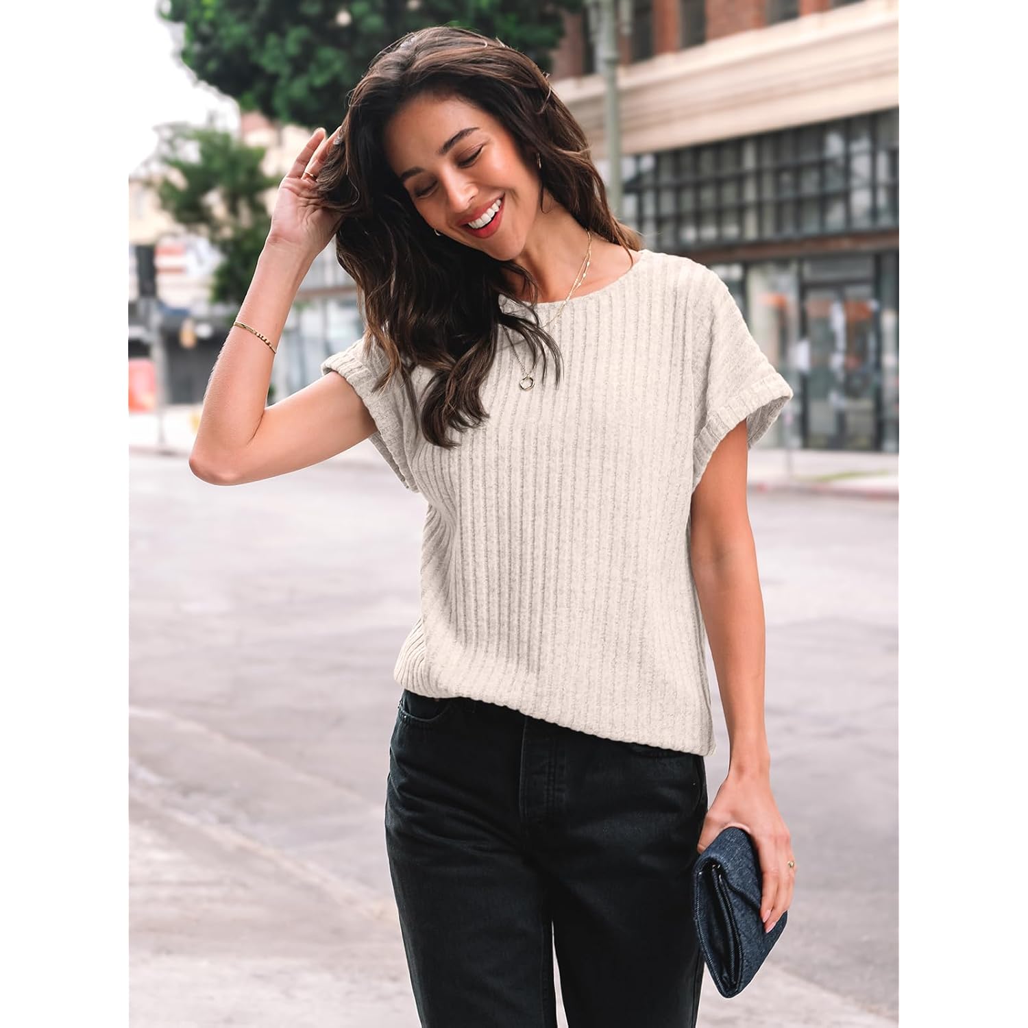 AUTOMET Dames Textured shirt Fall Sweaters Loose Fit - Image 3