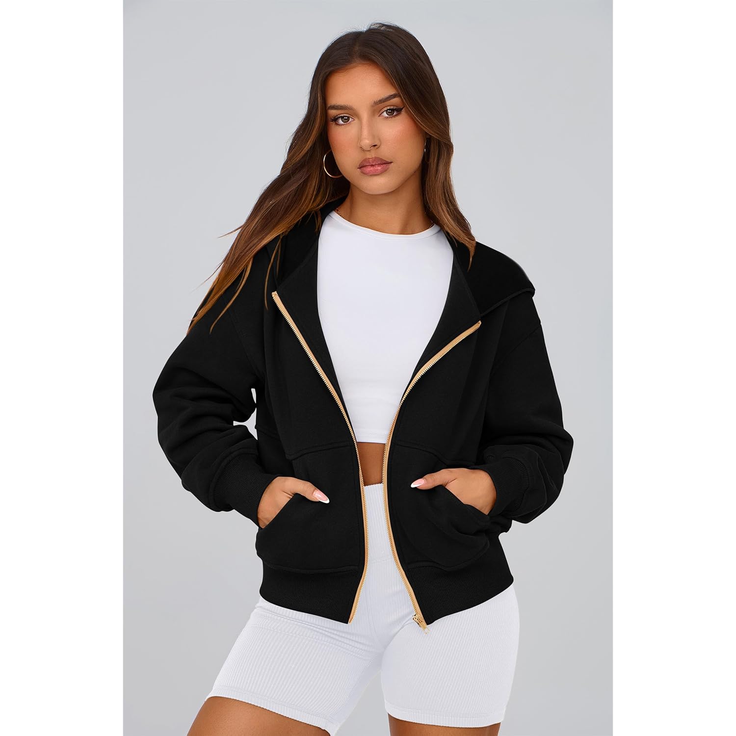 PRETTYGARDEN hoodie for Dames sweatshirt rits hoodie Fall - Image 5