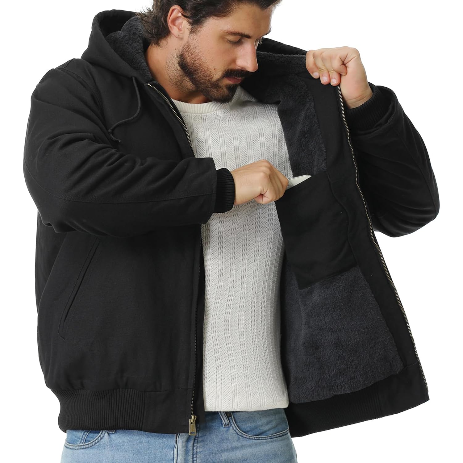 Heren Work mantel Washed Duck Fleece gevoerd waterdicht - Image 4