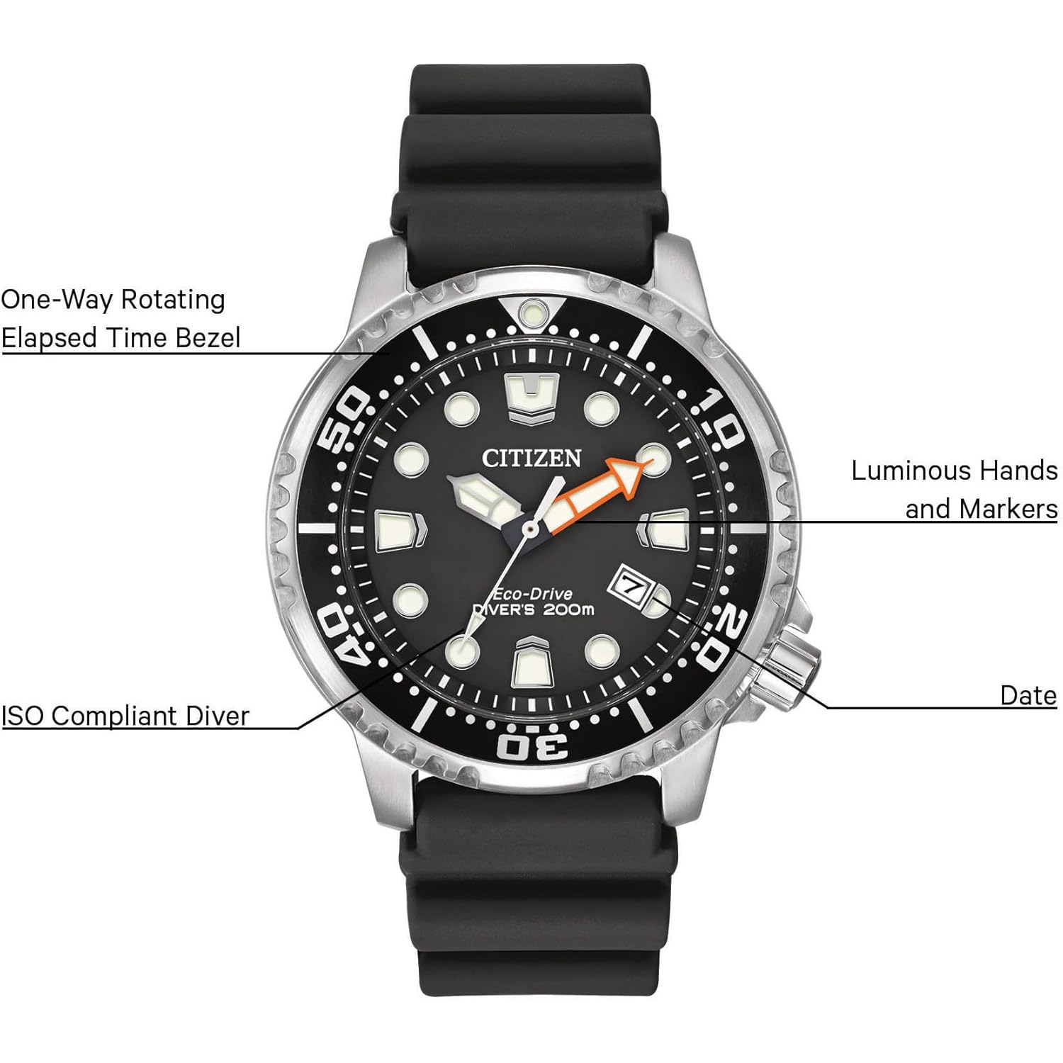 Citizen promaster dive eco-drive horloge, 3-hand date, iso - Image 6