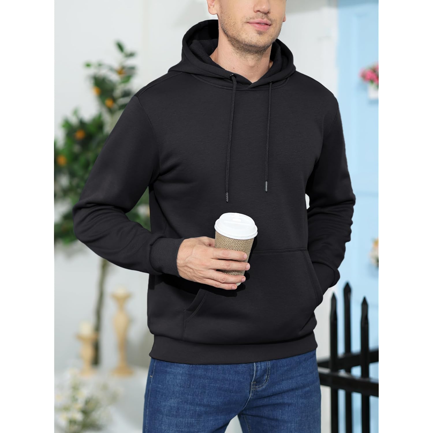 Heren hoodie Hoodies fleece Lined sweatshirt Casual Athletic Workout pullover With Kangaroo - Image 2