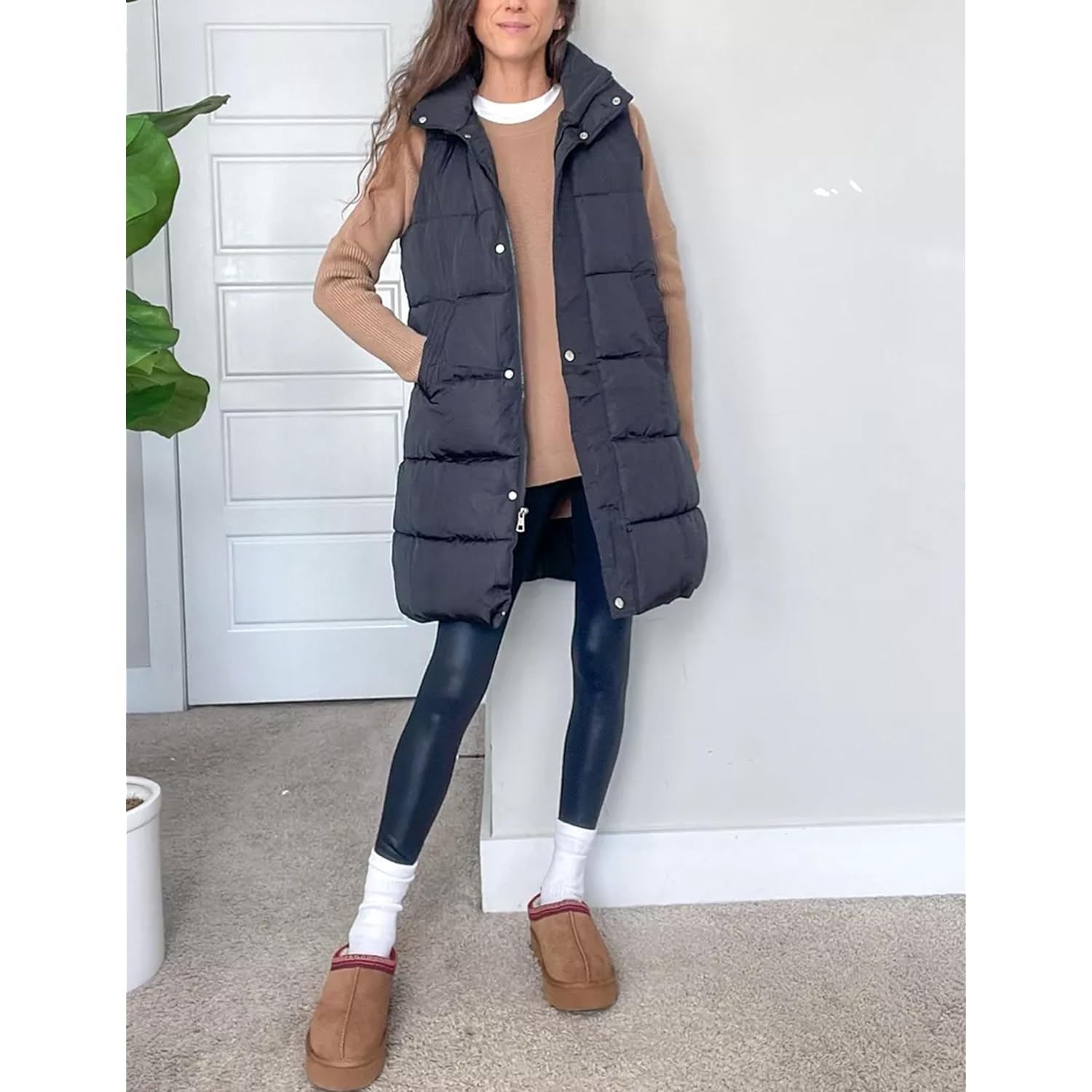 Tanming Dames lang puffer bodywarmer Casual Sleeveless Puffy - Image 3