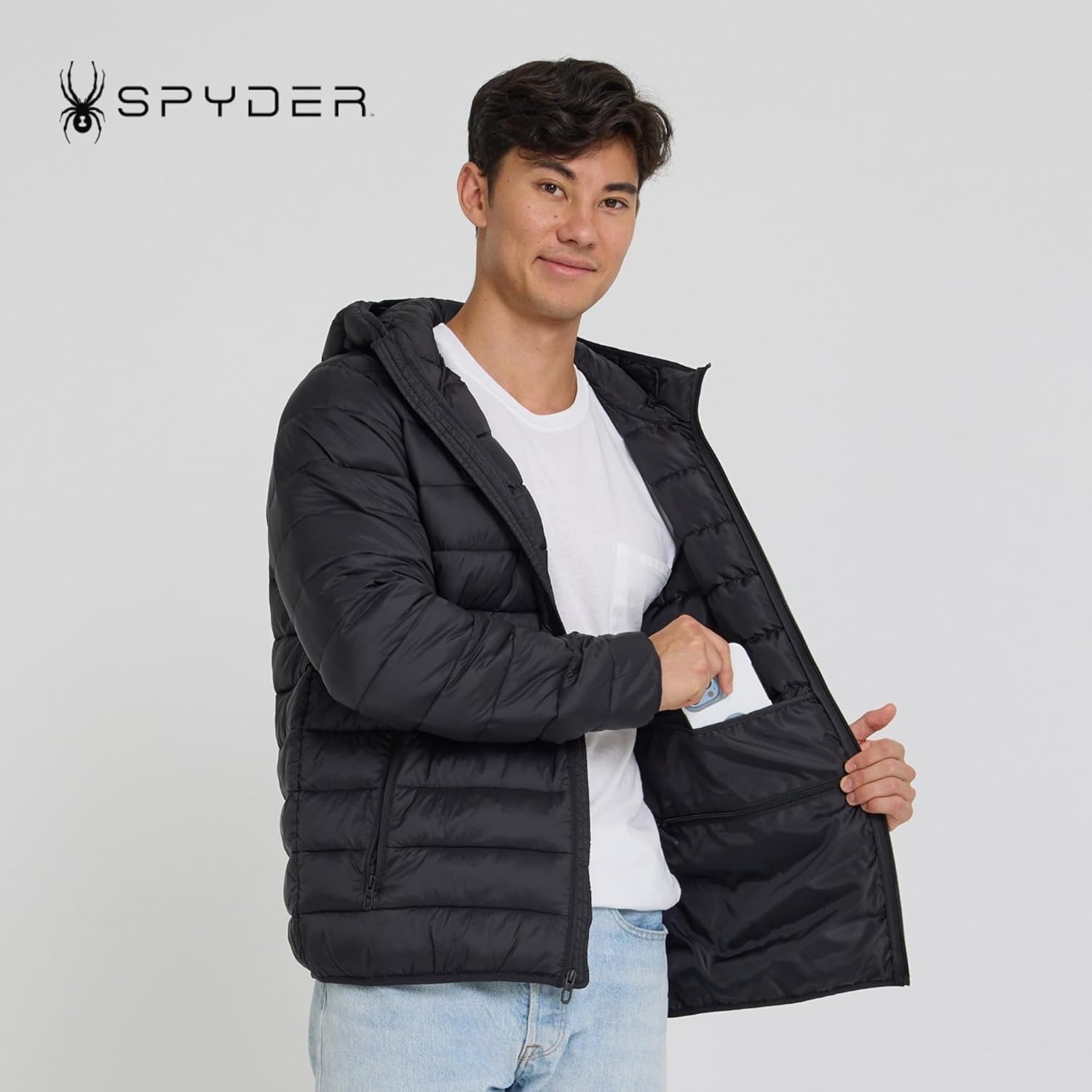 Spyder Packable puffer jas Heren with capuchon, lichtgewicht - Image 5