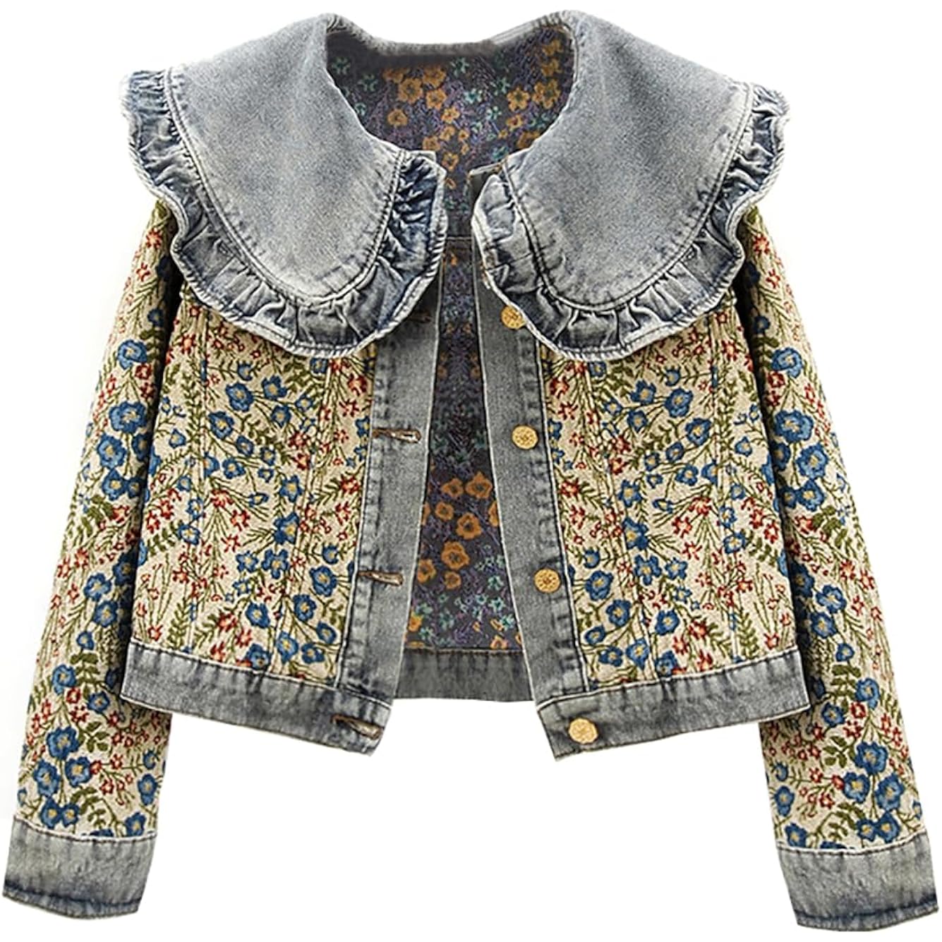 Dames’s Sweet Peter Pan Collar lang Sleeve Jacquard