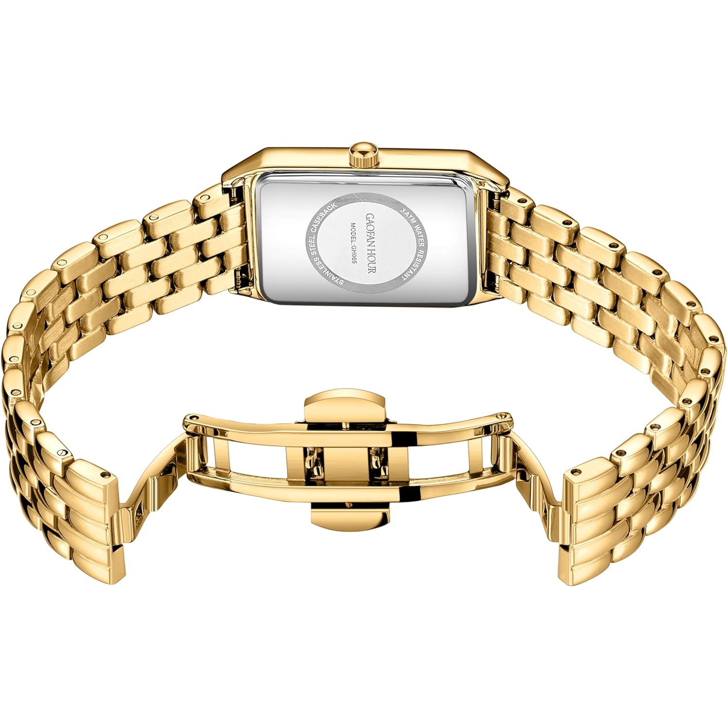 Goud horloge for Dames with Vintage Rectangular kast,wit - Image 3
