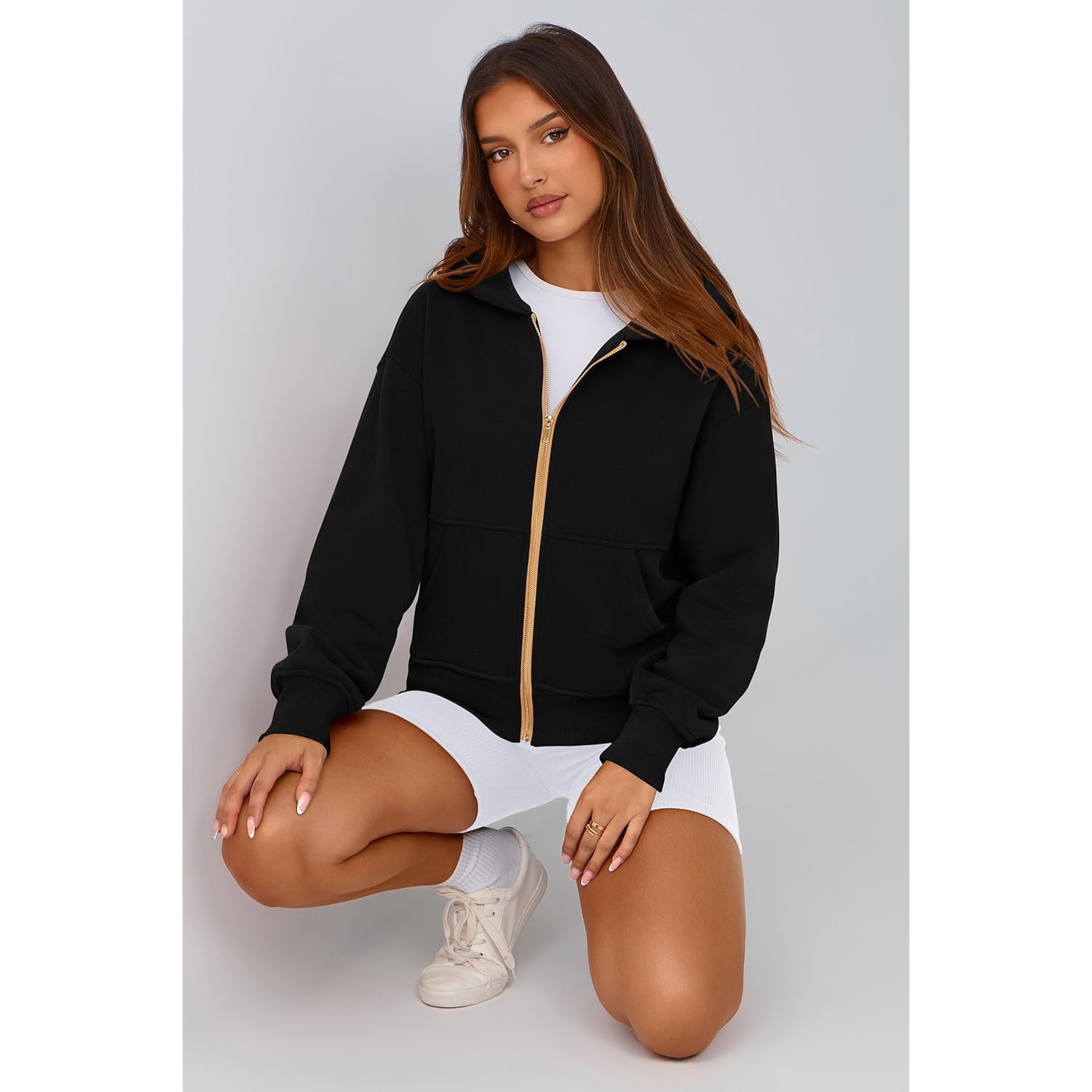 PRETTYGARDEN hoodie for Dames sweatshirt rits hoodie Fall - Image 8