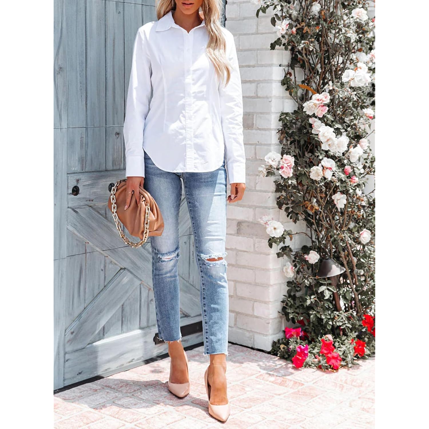 Siliteelon Dames doorknoop shirt lange mouw Dress shirt - Image 4