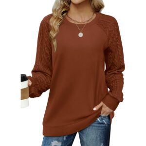 Saloogoe sweatshirt for Dames Crewneck Cable Knit Sleeve