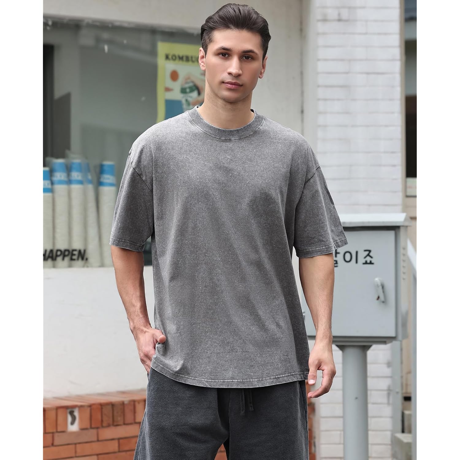 Heren t-shirt korte mouw oversized basic comfort dagelijks - Image 3