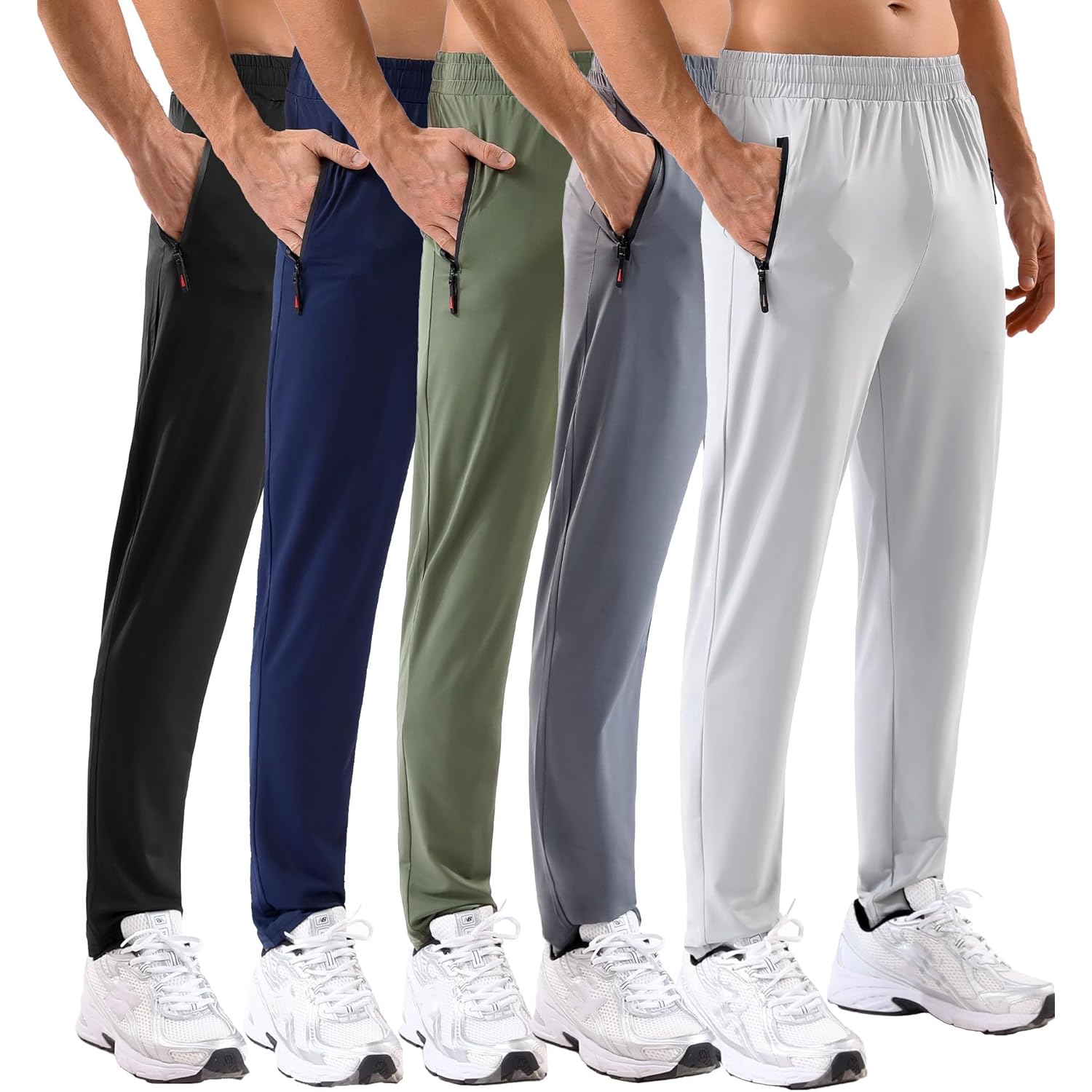 5 Pack Heren sweatpants with Zipper zakken stretch