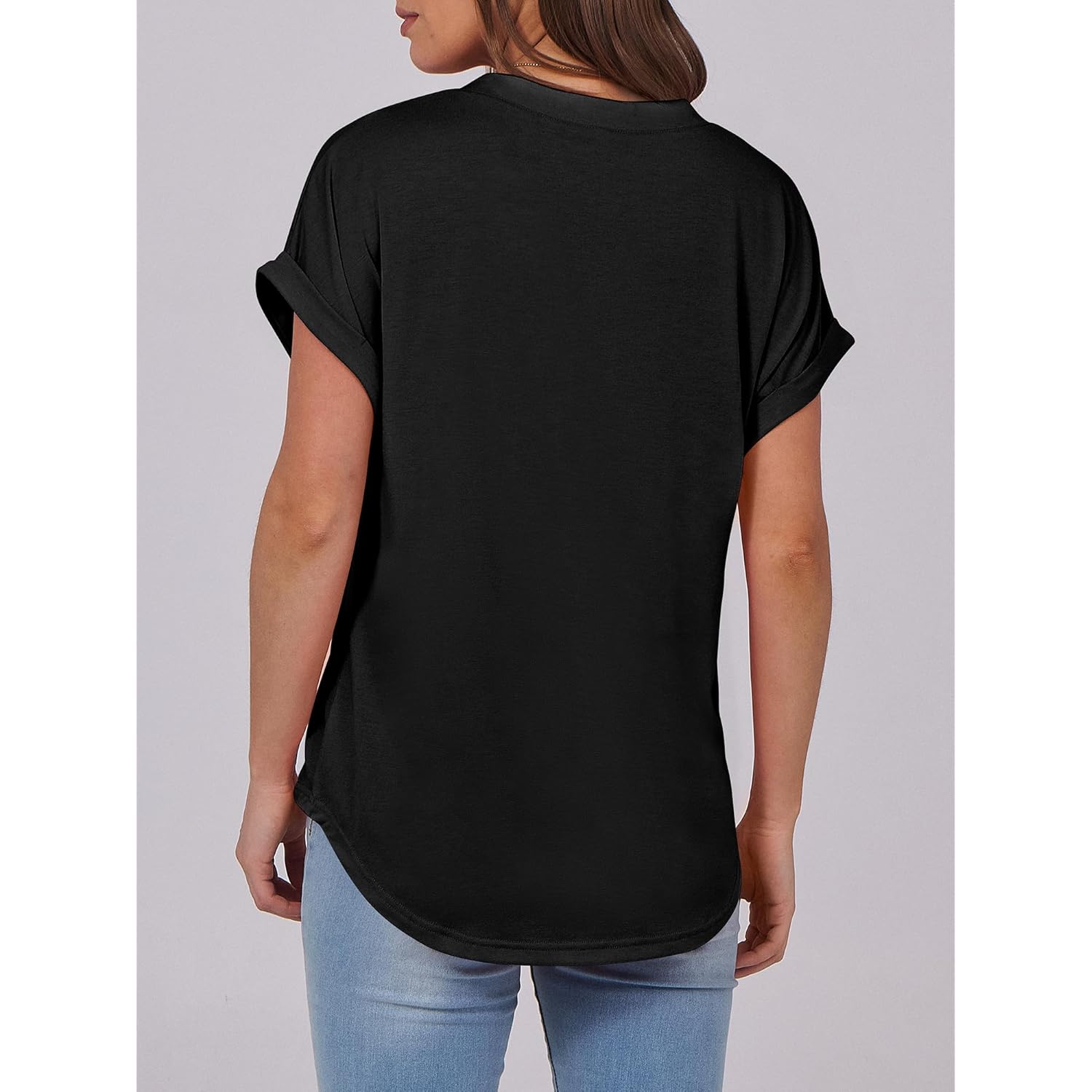 ANRABESS Dames korte mouw Henley top V Neck - Image 5