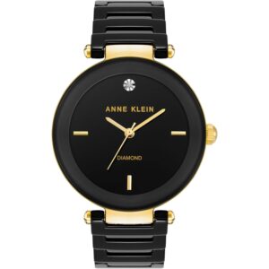 Anne Klein Dames zwart Ceramic schakelband horloge with
