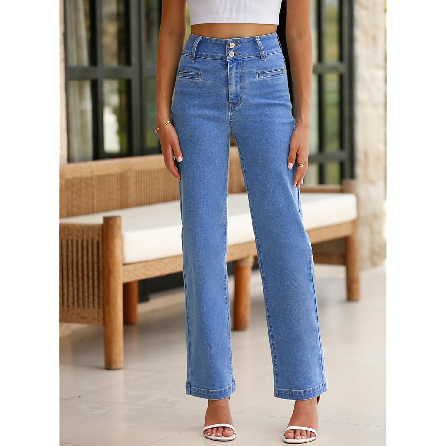 Sidefeel Dames jeans high-waist straight Leg Stretchy jeans - Image 3