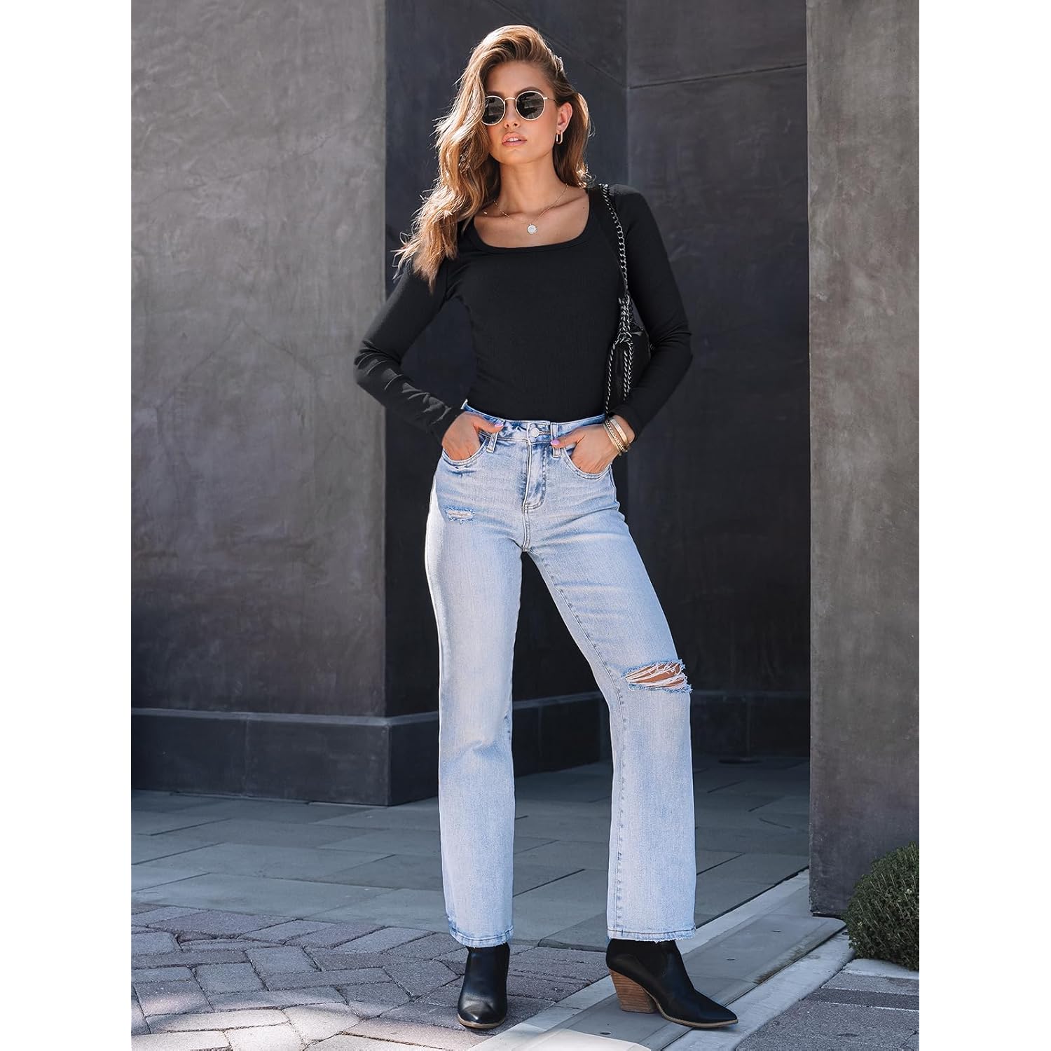 AUTOMET Dames lange mouw shirt Square Neck top - Image 5