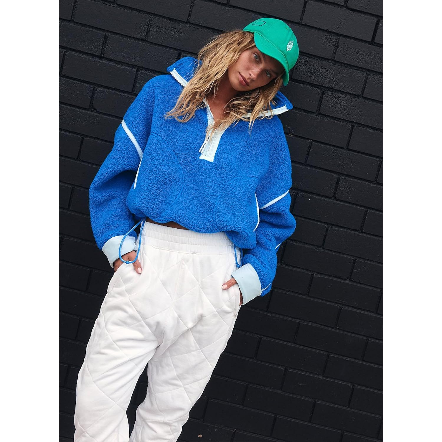 Dames fleece sweatshirt halve rits pullover Long Sleeve - Image 4