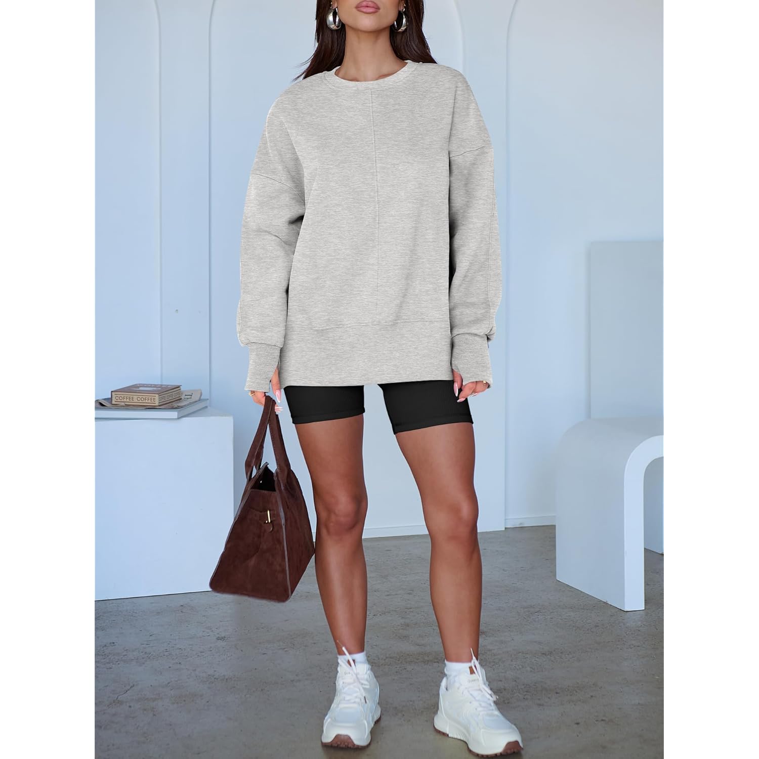 ANRABESS Dames oversized sweatshirt Thumbhole Long Sleeve hoodie - Image 5